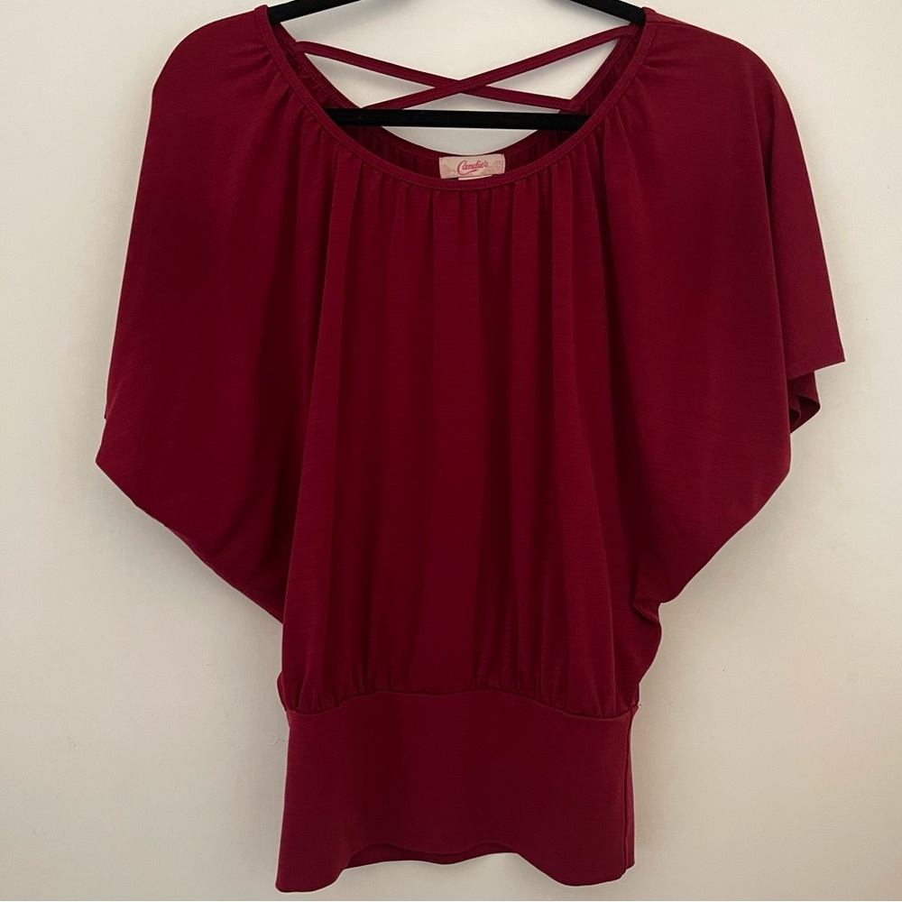 Candie’s Blouse with Criss Cross Back
